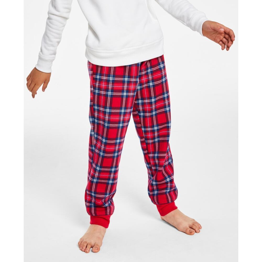 Charter Club Kids Jogger Pants Cardinal Holiday Plaid NWT Boy Girl Size 6-7